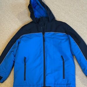 Athletech kids winter coat - size L 10/12 hooded blue black